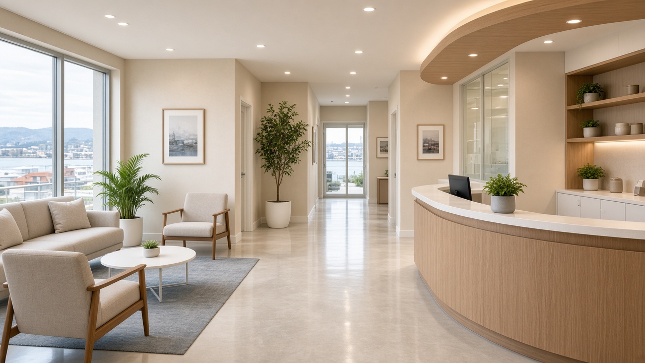 Healthcare facility reception area freshly cleaned in Newcastle