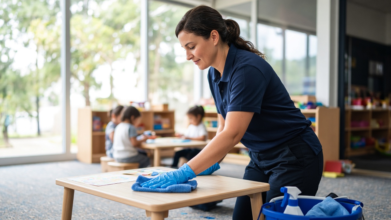 Childcare centre being cleaned before opening in Newcastle