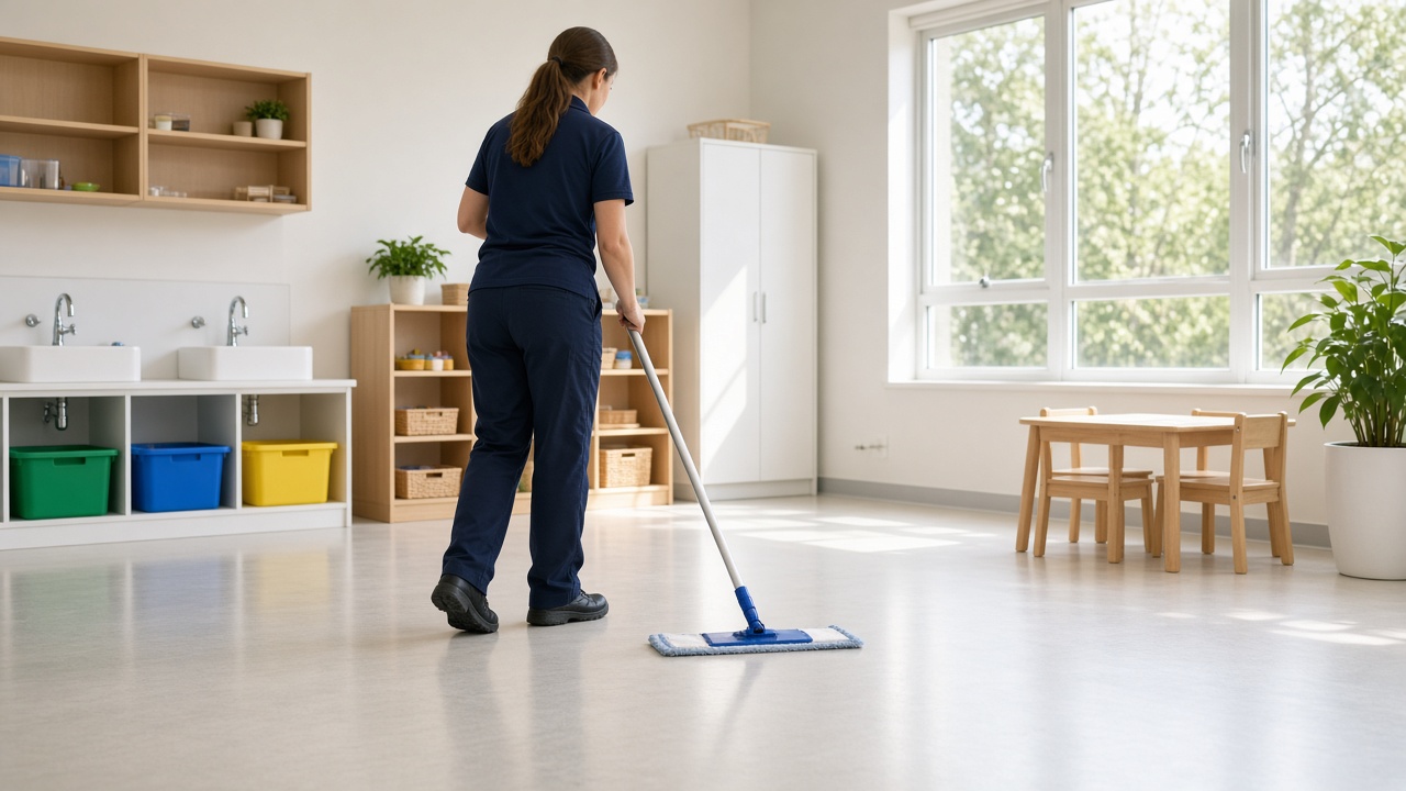 Police-checked cleaner at childcare site
