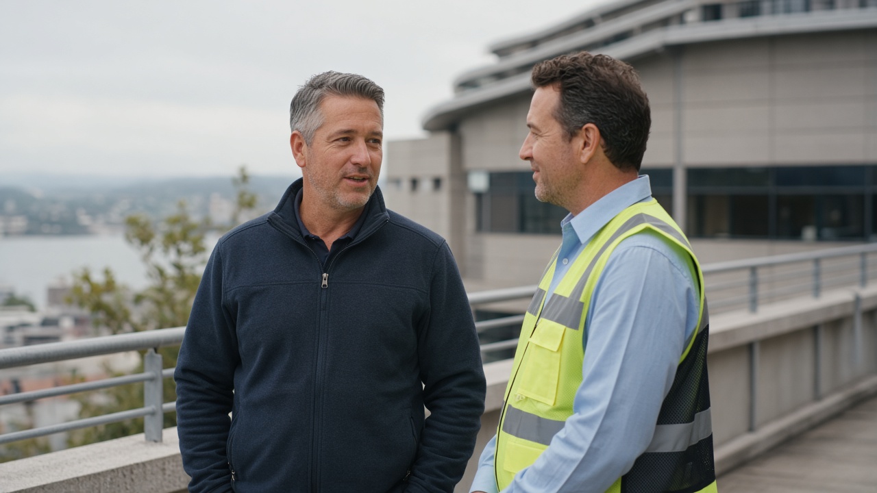 Owner reviewing government contract scope documentation