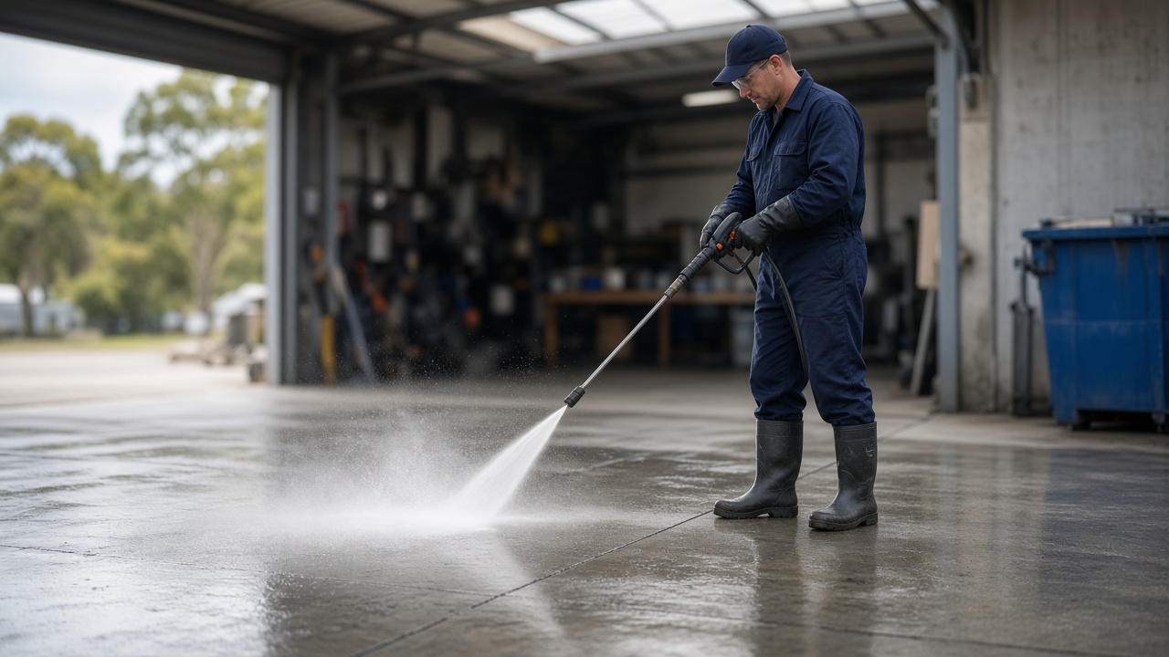 Industrial cleaning team in a Newcastle warehouse