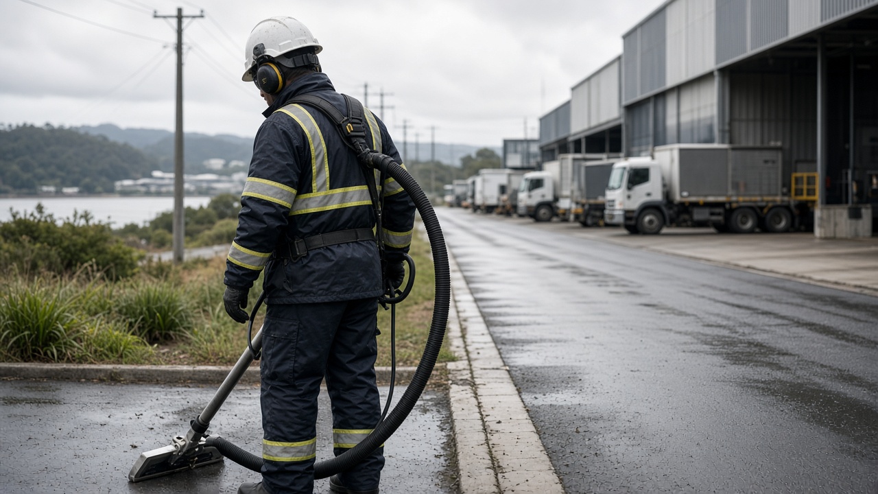 Industrial cleaning team in a Newcastle warehouse