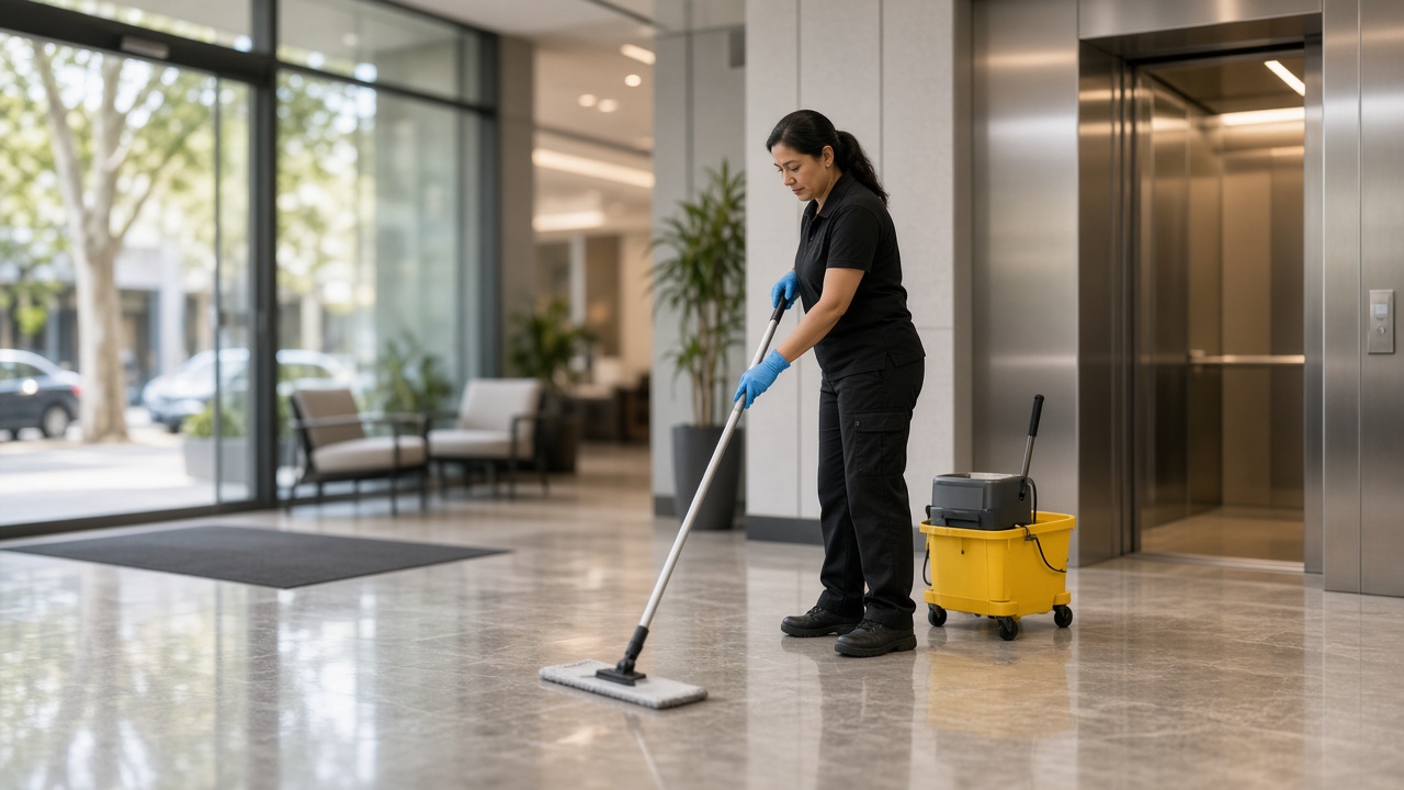 Strata cleaning in Newcastle apartment common area