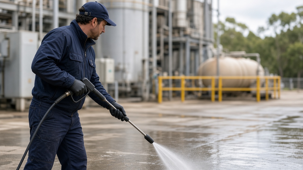 Industrial cleaning team in a Newcastle warehouse