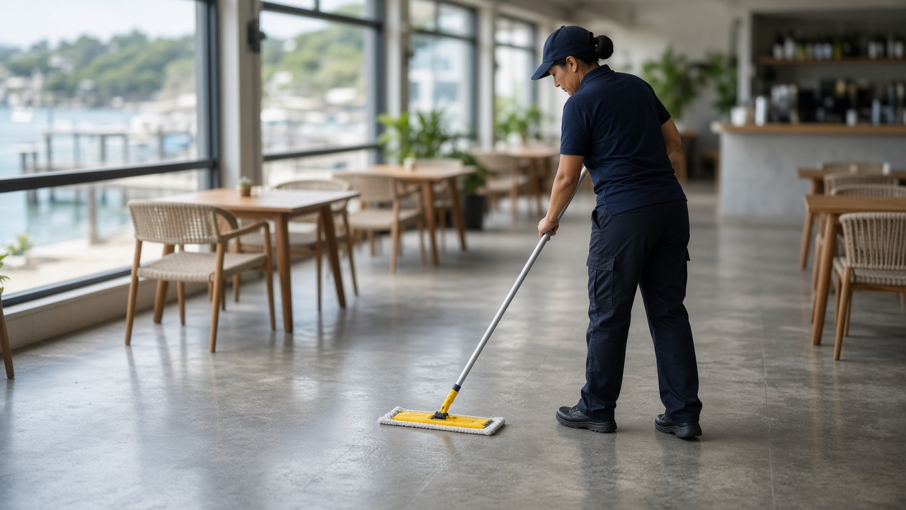 Commercial cleaning team cleaning a Newcastle office building