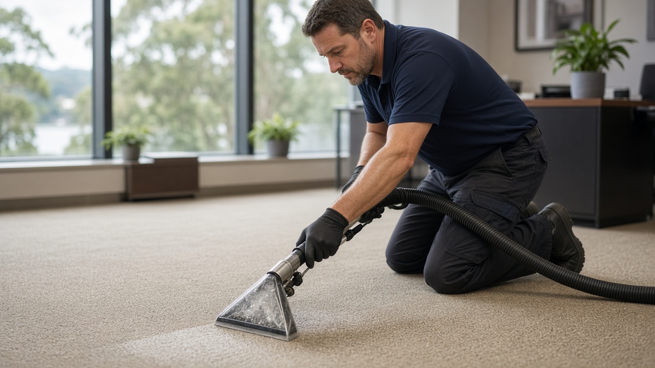 Written carpet cleaning report being reviewed