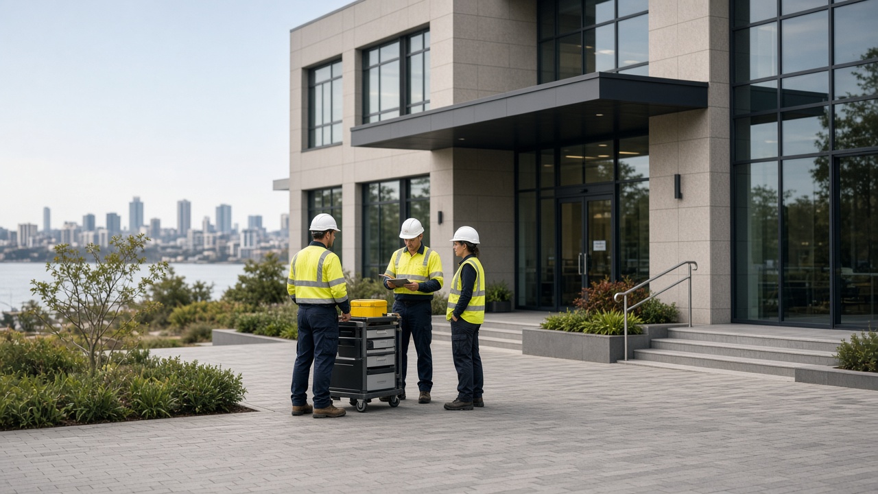 Facilities management contractor conducting site inspection in Newcastle