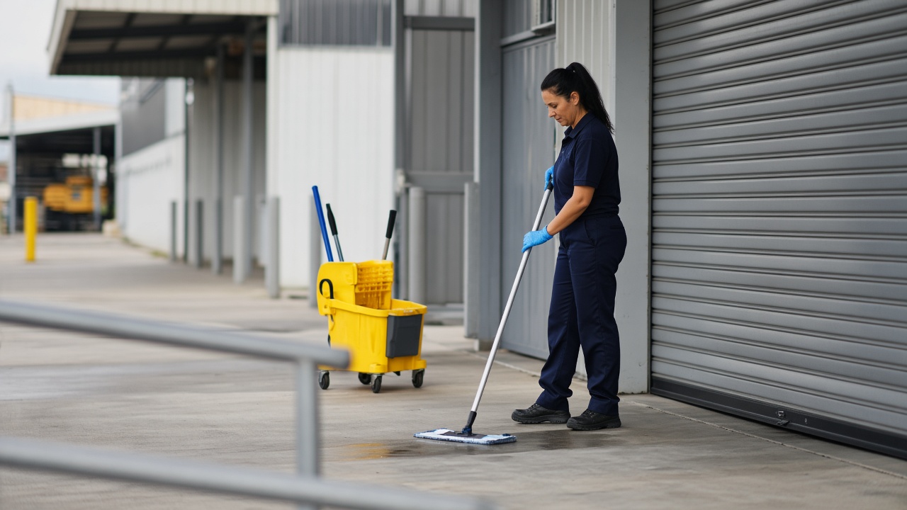 Commercial cleaning team cleaning a Newcastle office building