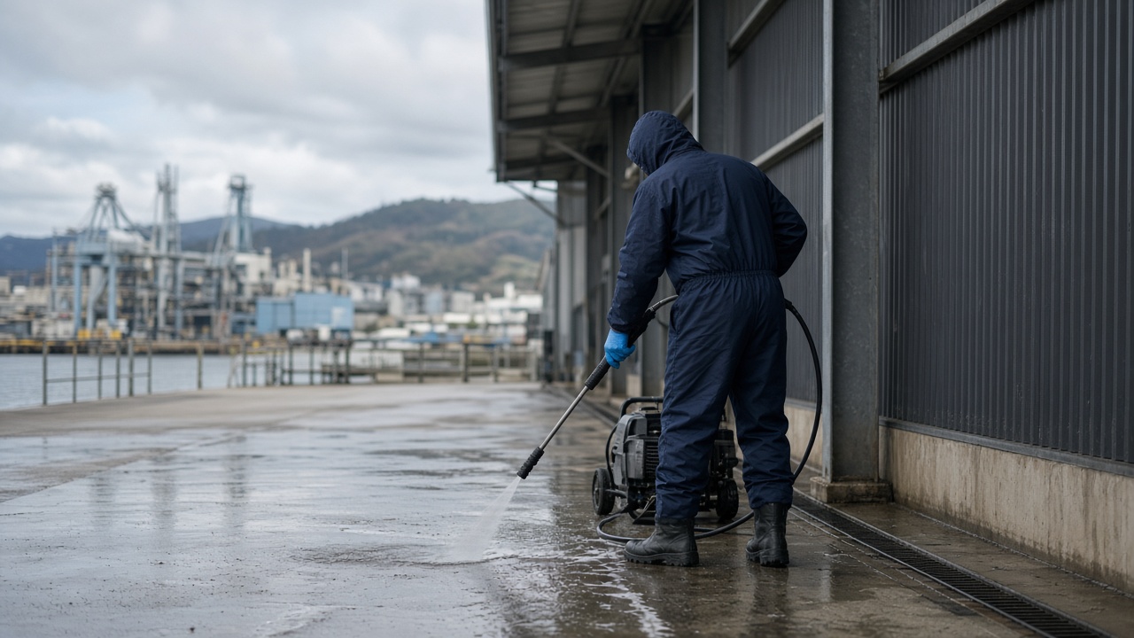 Industrial cleaning team in a Newcastle warehouse