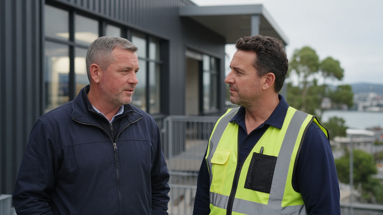 Maintenance documentation being reviewed by facilities manager